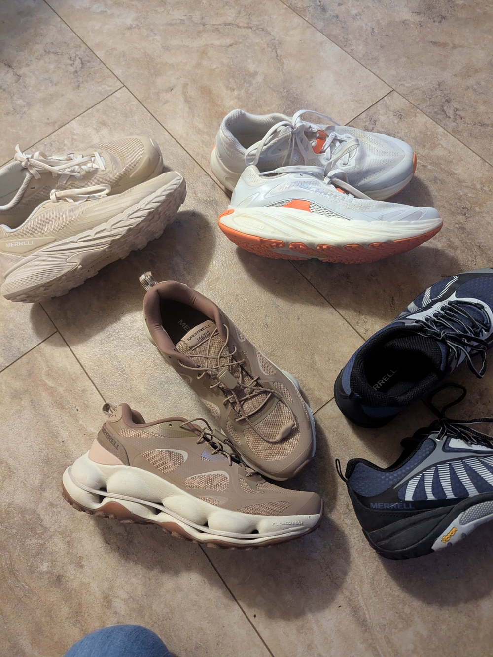 FOUR PAIR OF WOMEN'S MERRELL HIKING / TRAIL SHOES SIZE 8